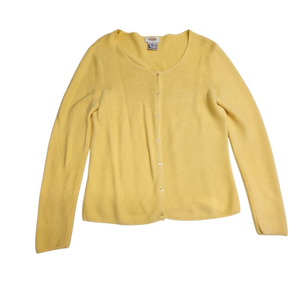Vintage Talbots Women's Medium Butter Yellow Knit Charming Cardigan Minimalist
